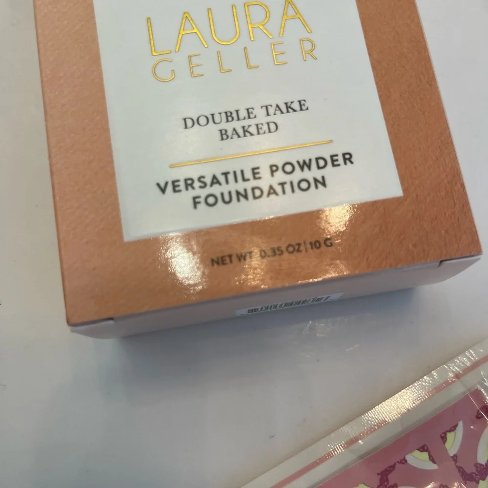 Laura Geller Double Take Baked Versatile Powder Foundation 0.35oz FAIR + Brushes